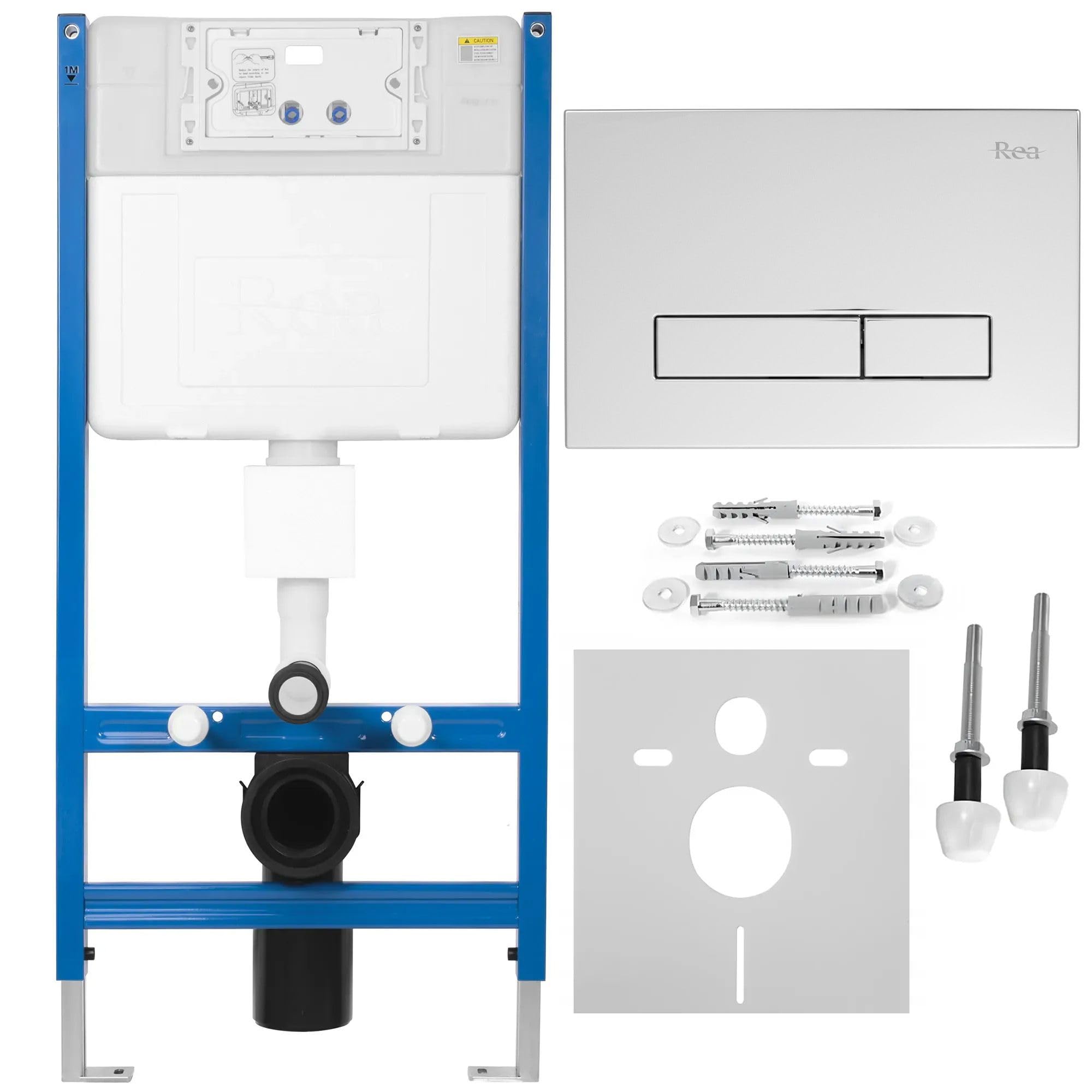 Rea - Stelaż Zestaw Podtynkowy K011A-Q Do Mis Wc Z Przyciskiem Hd Chrom, 9 X 52,5 X 103,5 Cm