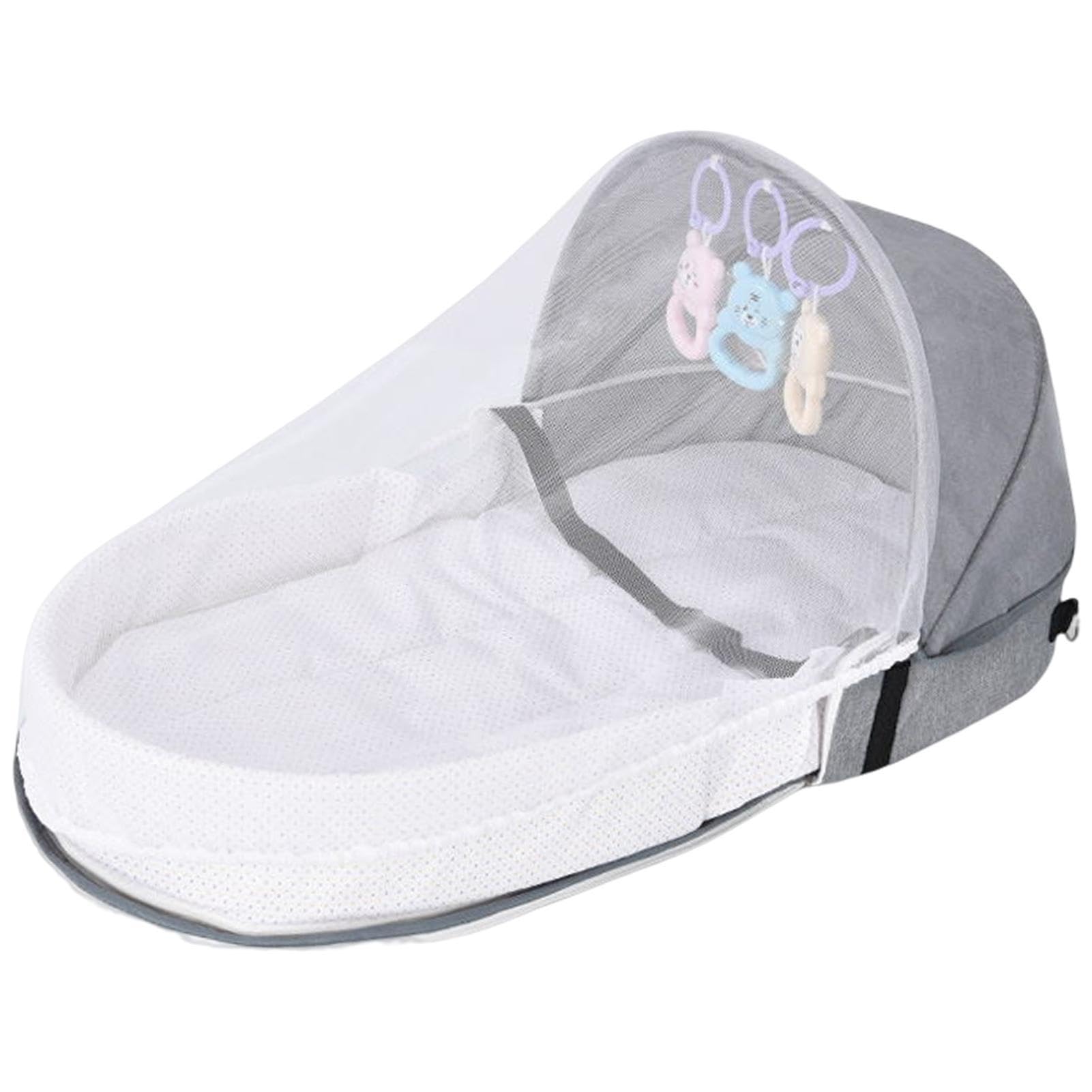 Berceau Pliable, Lit De Voyage Bebe, Berceau Pliant dans Le Lit Berceau pour Bébé, Berceau Portatif avec Jouets De Développement Et Auvent, Respirant Chevet Lavable