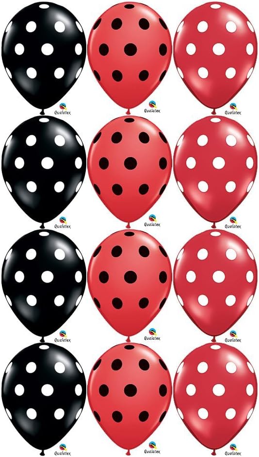 Ladybug Red Black White Polka Dot Birthday 11 Balloon 12 Latex Mickey Minnie by Qualatex