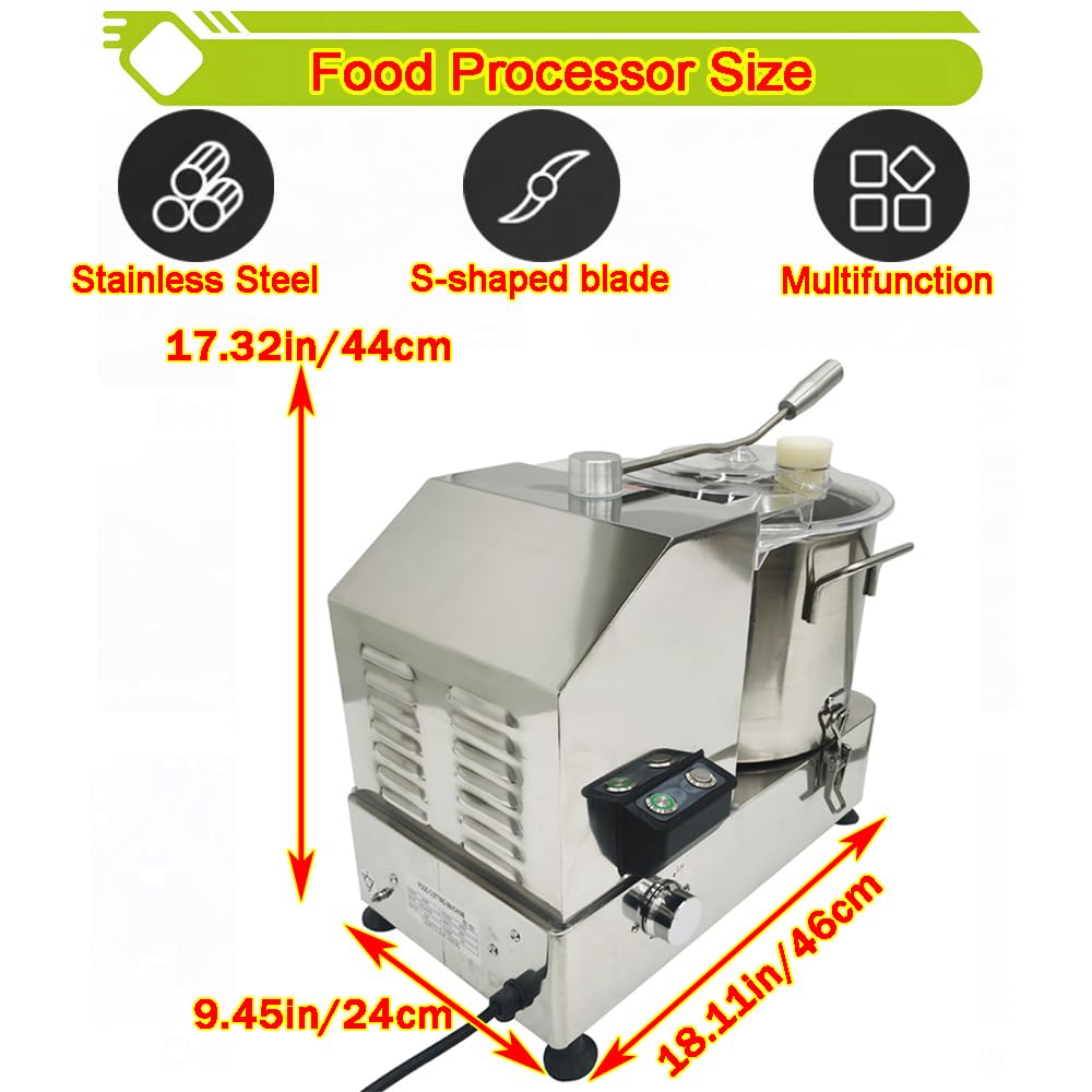 Procesador de alimentos comerciales de 9L Cortador de verduras de carne de acero inoxidable Cortador de alimentos multifuncional Molinillo de carne Batidor de albóndigas Batidora eléctrica 3