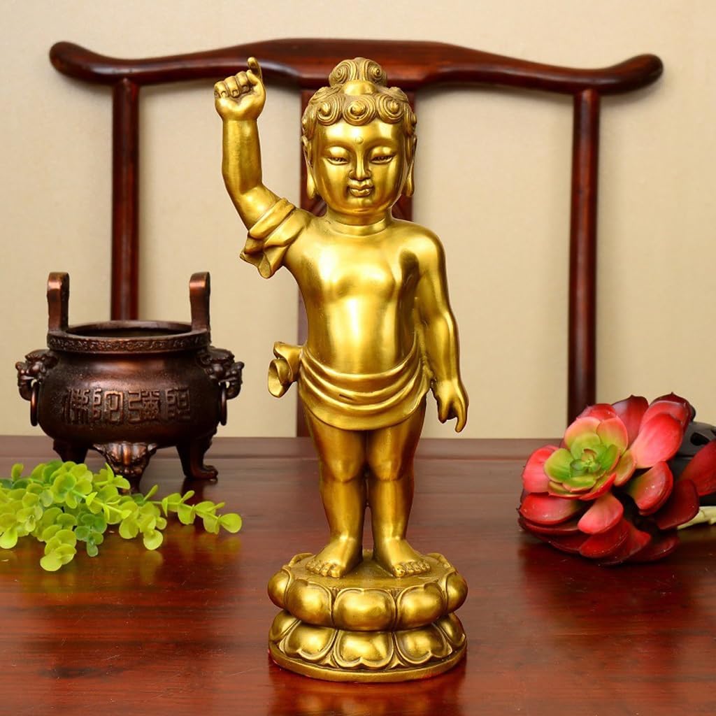 Posąg Buddy do medytacji wnętrz dekoracja Bodhisattwa Statua Dekoracja domu Statua Mosiądz Feng Shui Dekoracja Medytująca Statua Buddy Figurka Rzeźba (S)