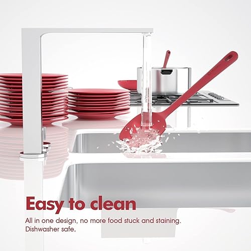 Miniatura 6 de Juego de 4 espátulas de silicona, espátulas de goma de grado alimenticio, con mango fuerte y agarre ergonómico, resistentes al calor para utensilios