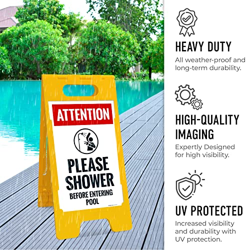 Señal plegable para piso 'Attention Please Shower' 10x16 pulgadas miniatura 6