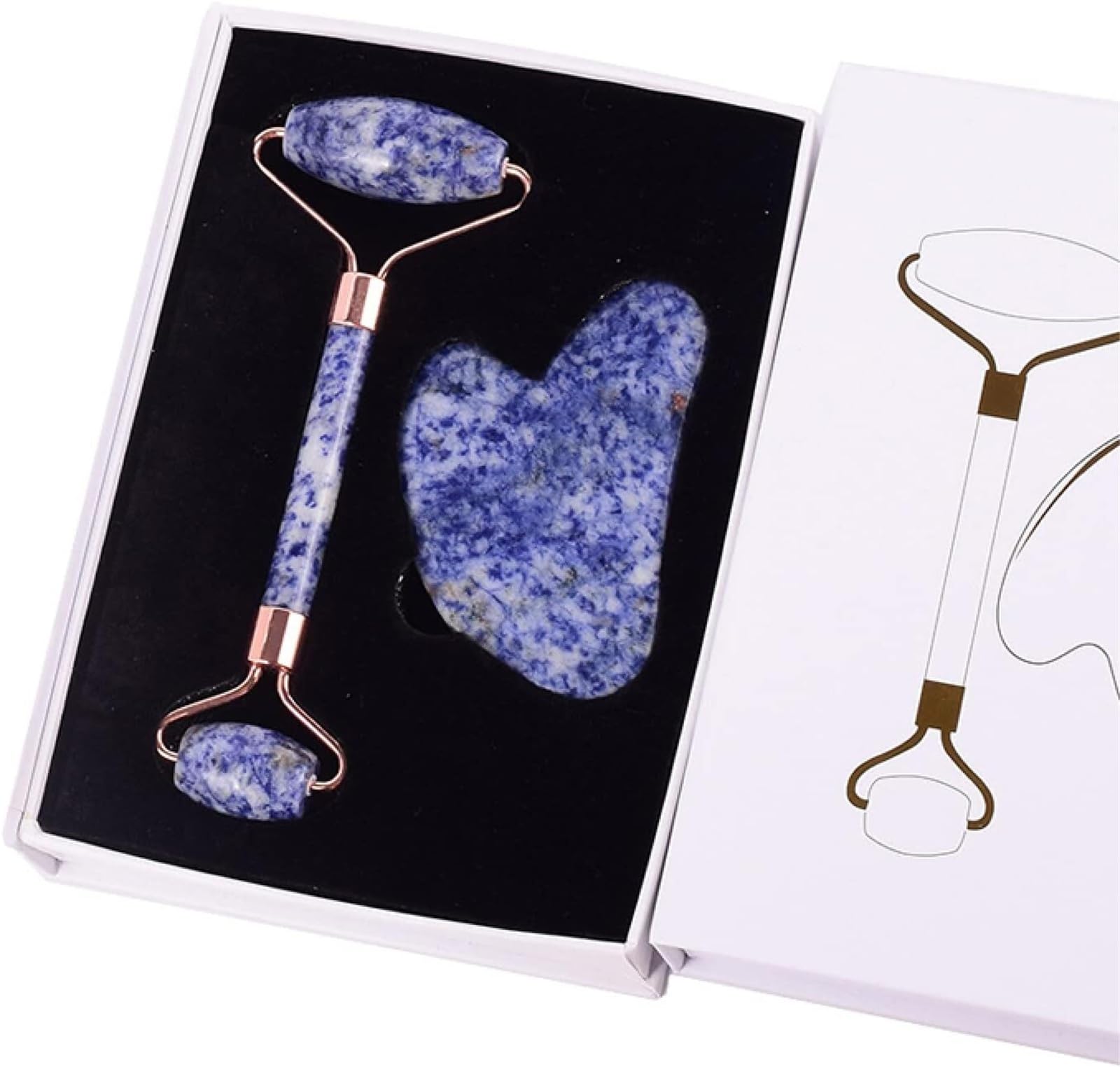 Gua-Sha-Stein, Gouache-Schaber, Jade-Massagerolle, natürlicher Kristallstein, Guasha-Schönheitsset, 1 Rolle(Black)
