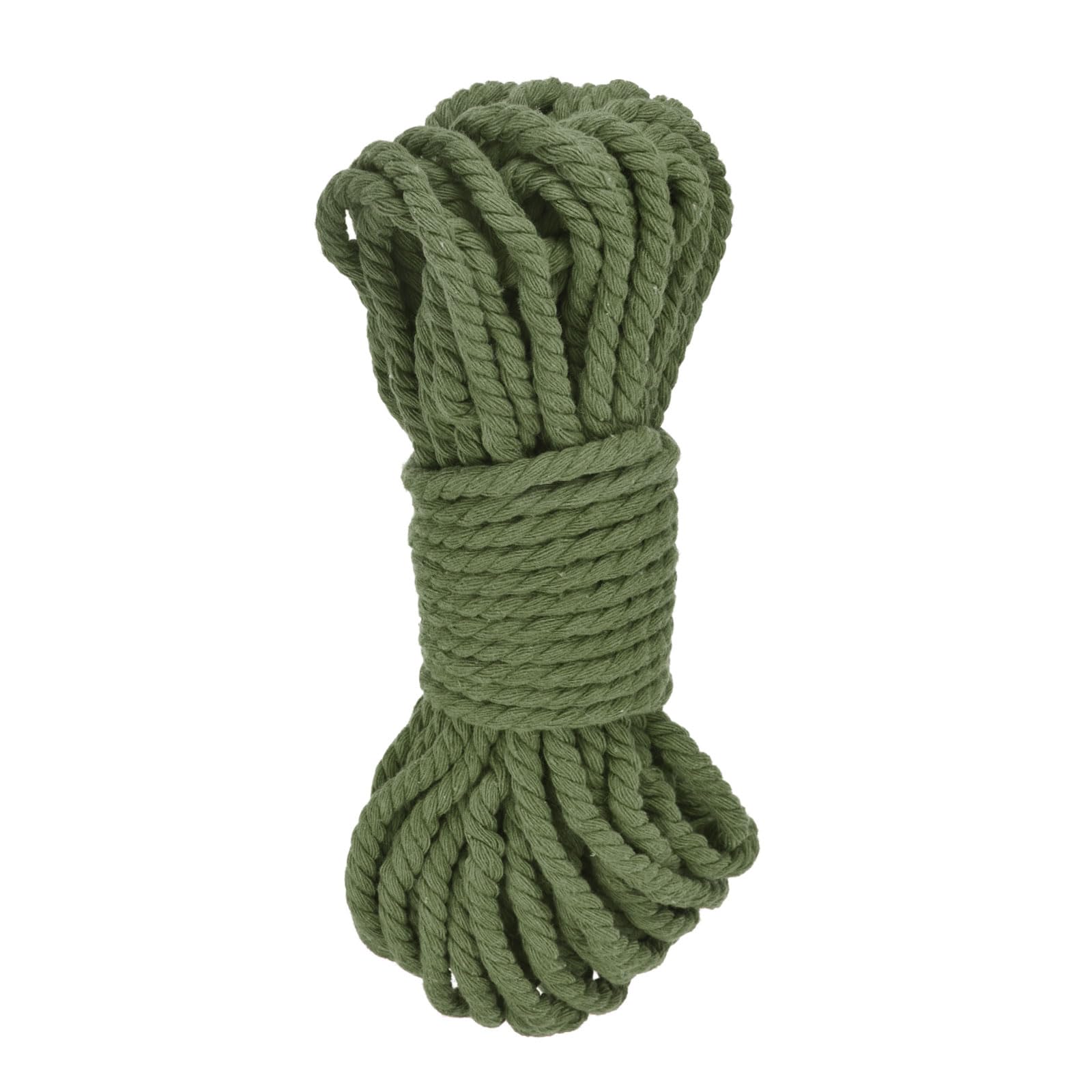 Cordón de algodón trenzado de alta densidad y 50 pies, hilo de macramé color verde oliva