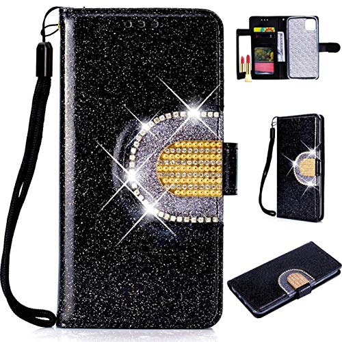 Magnetverschluss Bookstyle für Huawei P30,Diamond Sparkle Funkeln Bling Glitzer Leder Stand Funktion Kartenfach Slim Klassisch Flip Wallet Hülle Cover