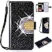 Magnetverschluss Bookstyle für Huawei P30,Diamond Sparkle Funkeln Bling Glitzer Leder Stand Funktion Kartenfach Slim Klassisch Flip Wallet Hülle