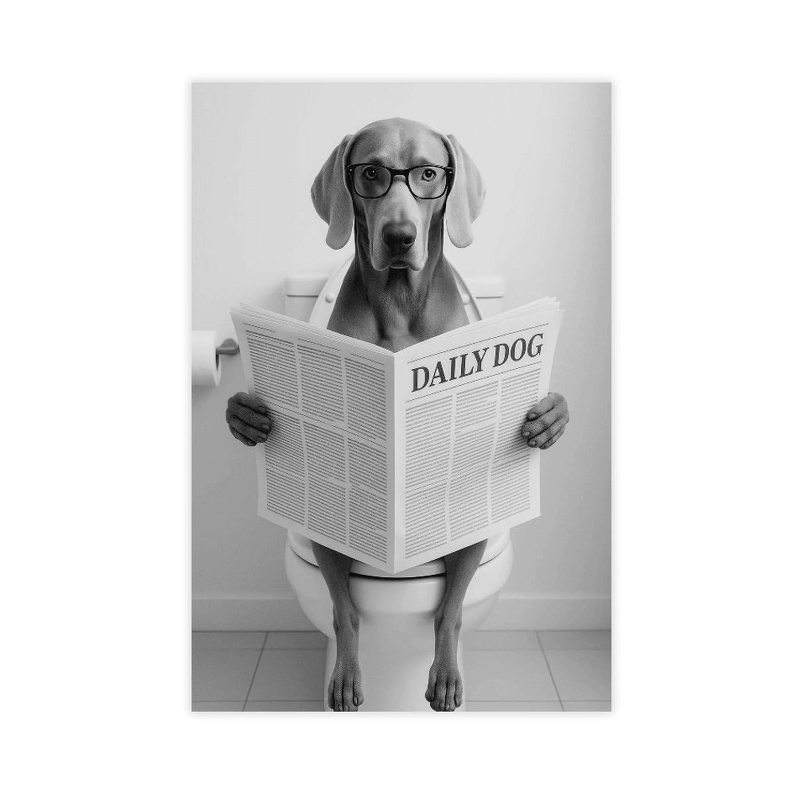 Wjwart Weimaraner Toilet Canvas Poster Wall Art Print Picture Paintings 16X24inch(40X60cm)