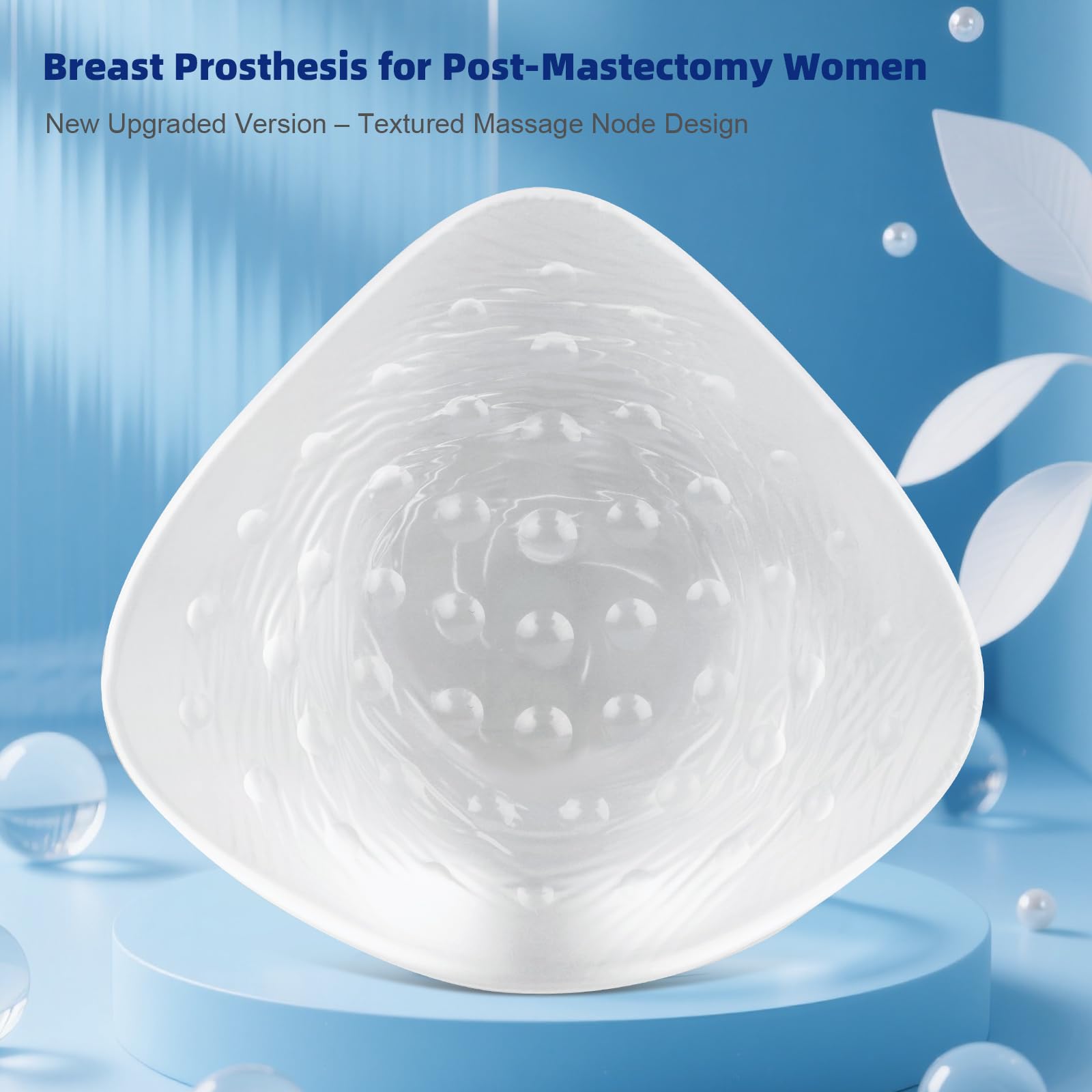 Protesi mammaria per mastectomia per nuoto, forma del seno in silicone impermeabile, inserto concavo per donne post-mastectomia, protesi a triangolo (1 pezzo)