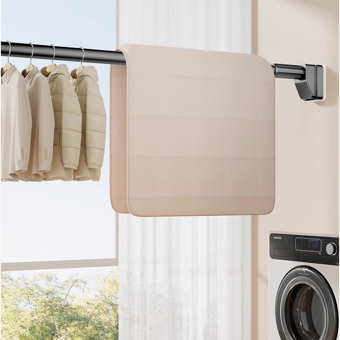 AdjustablRod - Separador antideslizante para ducha y habitación, sin taladrar, 40500 cm (gris 6398 pulgadas), versátil para decoración del hogar