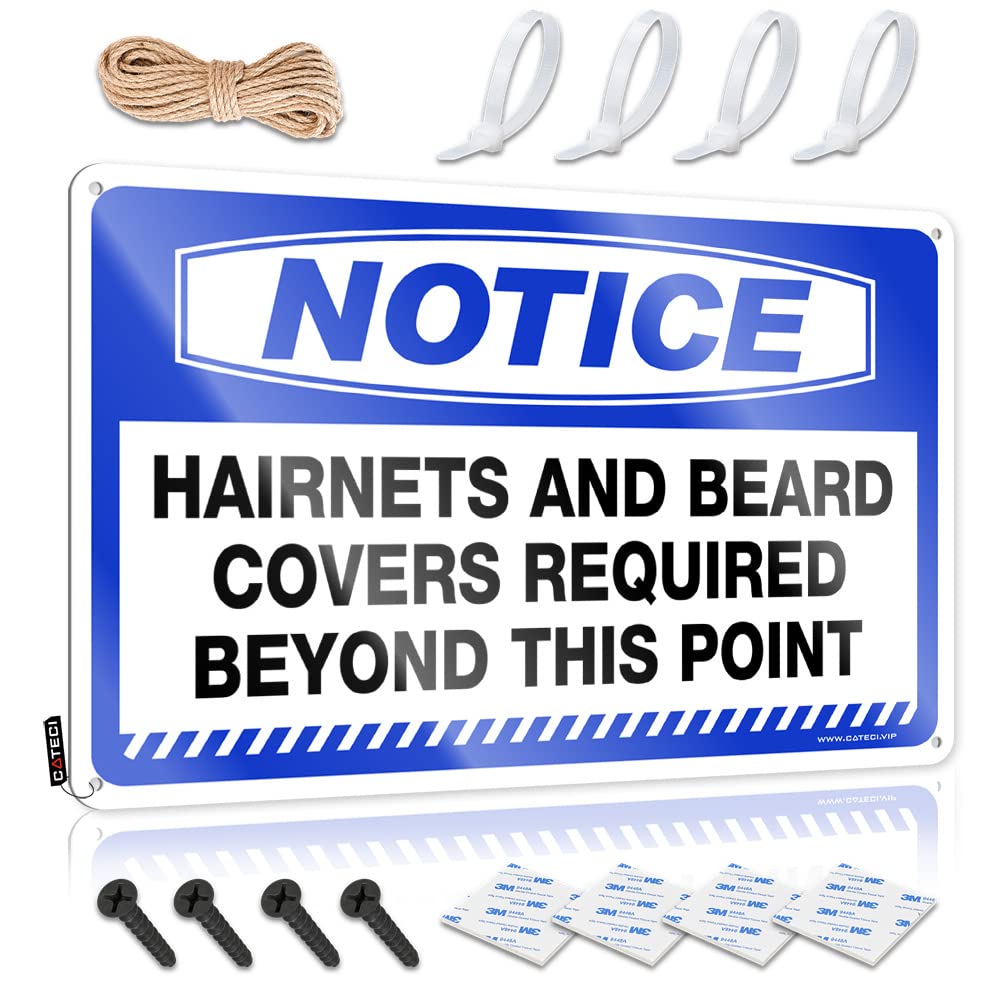 Mwfkkaddb Men's One Color Funny Outdoor Decor Notice Hairnets And Beard Covers Required Beyond This Point Tin Sign Funnymetal Sign Warning Signs For Bedroom(30X40cm)