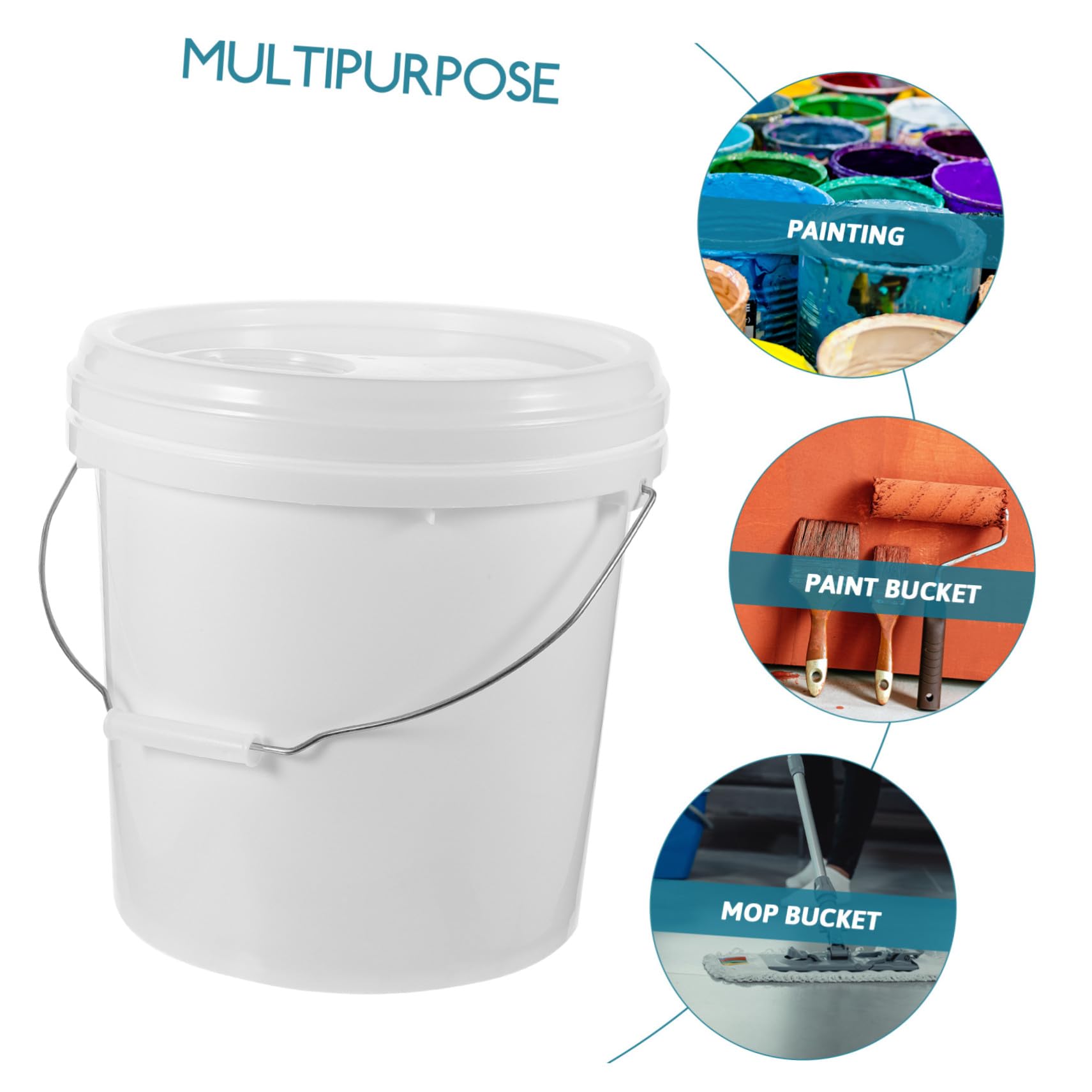 Cubo de Pintura Redondo Blanco Hdpe de 10 L con Tapa
