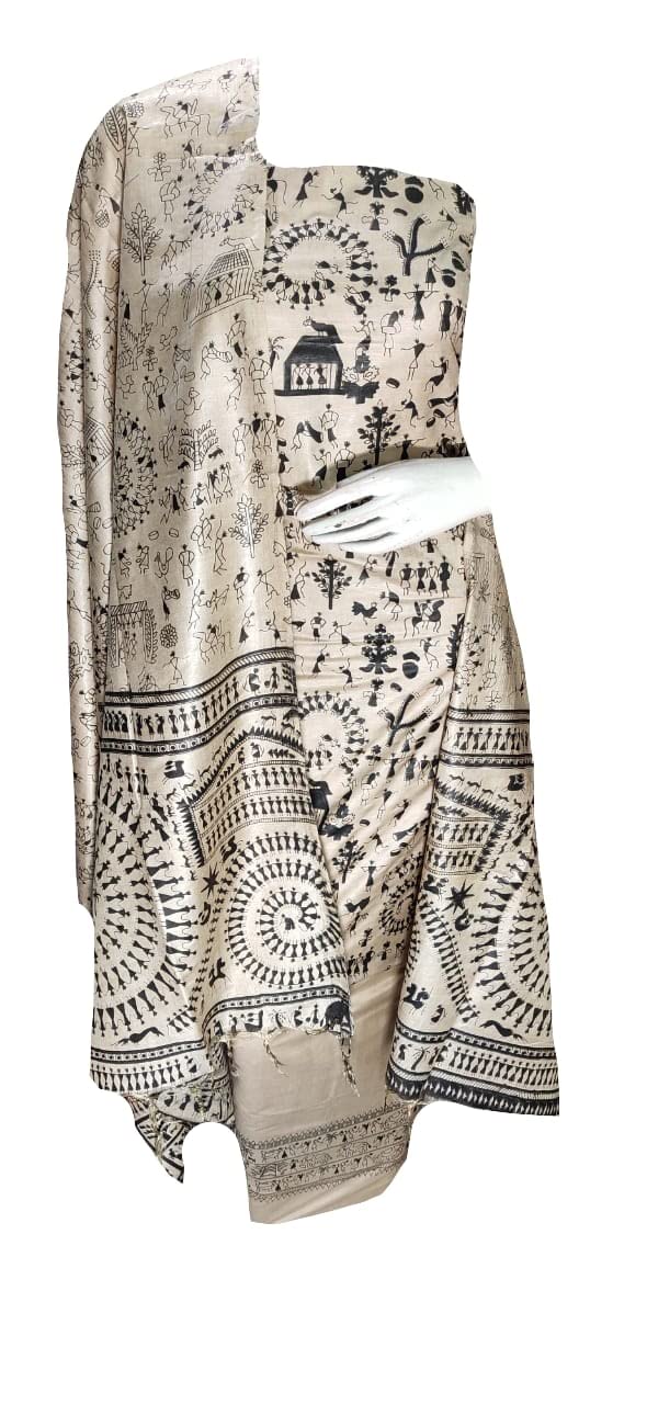 Royal Fabric Womens Katan Slub Silk suit Madhubani Print Dress Material suite Top 2.5 mtr Bottom2.5mtr & Dupatta 2.5mtr RF 14-picture-35