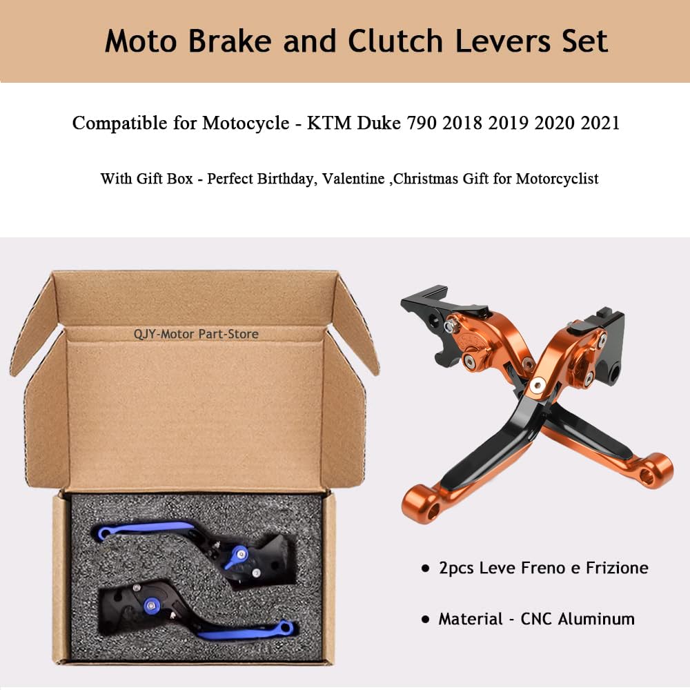 CNC Alluminio Leva Freno e Frizione per KTM DUKE 790 2018-2021 Arancione Nero