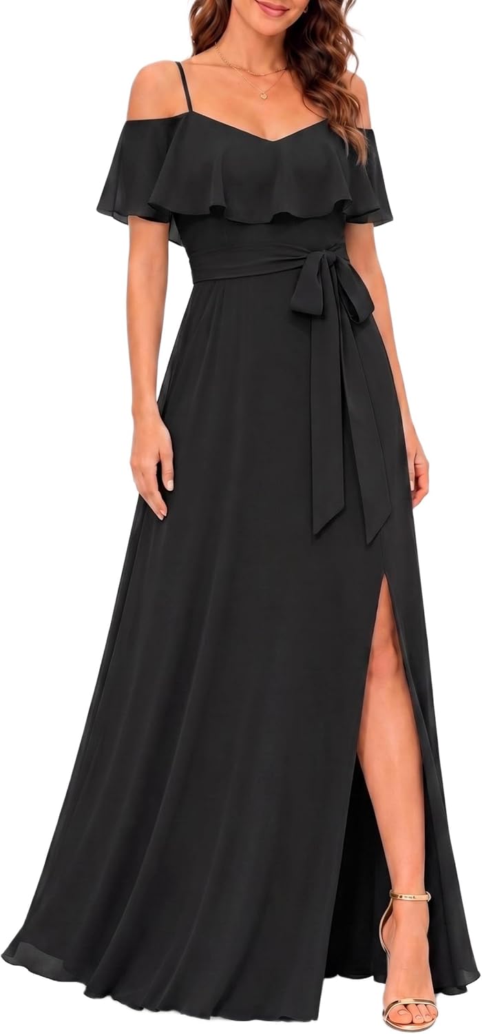 Formal Dresses Off the Shoulder Chiffon A-Line Long Dress