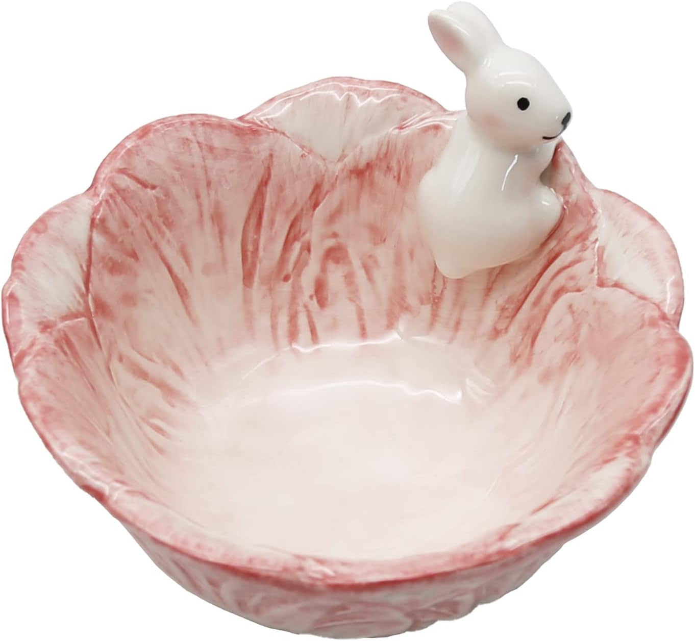Cute Bunny Ceramic Bowl, Salad Bowl with Cabbage Rabbit Shaped, Rice Soup Ice Cream Candy Bowls for Home Restaurant, Best Kitchen Household Cooking Gift