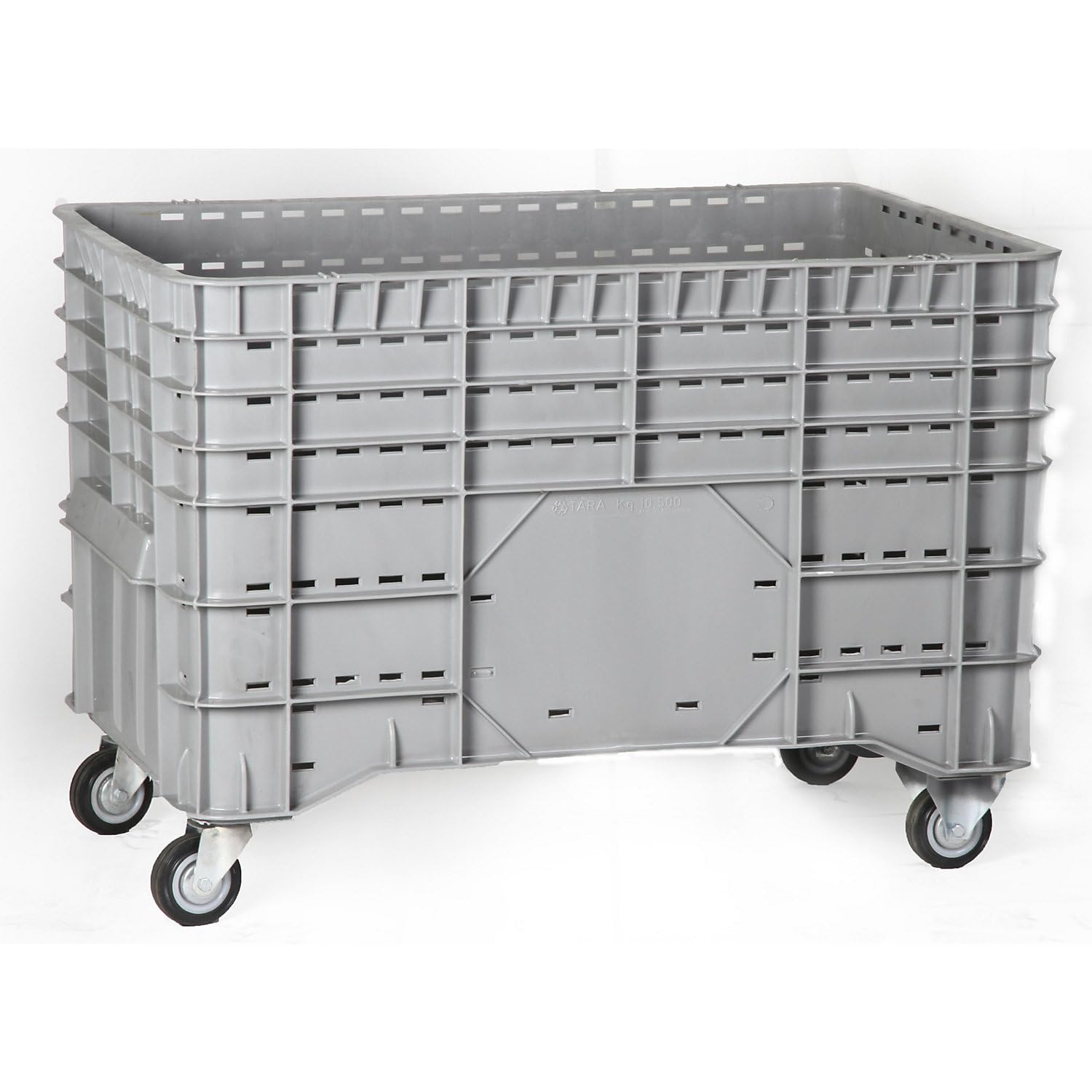 FRANKEL kaiserkraft | Caisse-palette en polyéthylène | capacité 300 l | 2 roulettes pivotantes et 2 fixes | 1 pièce et +