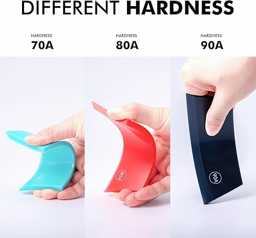 Miniatura 2 de FOSHIO Paquete de 3 rasquetas pequeñas de diferentes durezas para ventana, mango antideslizante, escobilla de goma PPF, escobilla para limpieza de