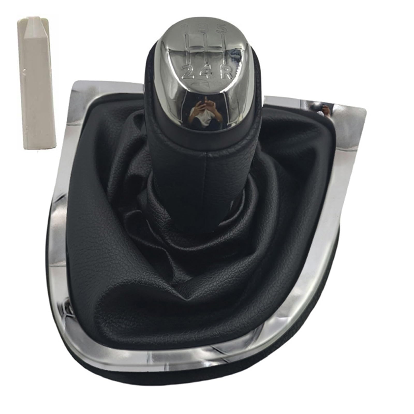 Rzccrbevr Car Shift Lever Knob for Clio 4 IV 2013-2018 Gearbox Gaiter Stick Handles Cover 5 Speed Gear Shift Knob Boot Lever Stick Shifter Pen(Chrome Set)