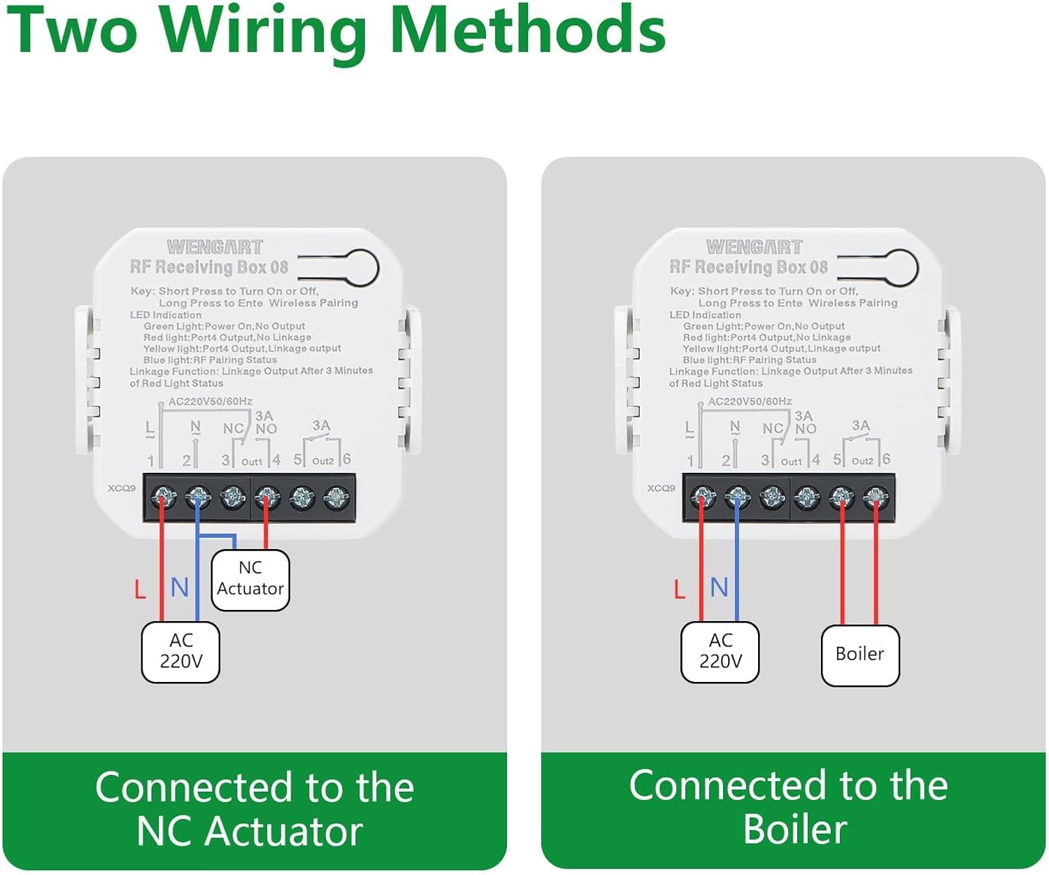 Wengart WG01RF Receiver Wiring Methods