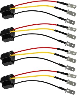 4PCS Car H4 9003 LED Headlight Wiring Harness Socket, H4 to 3 Pin Wire Headlight Connector, Auto Headlamp Wire Socket Adapter Accessories for 4x6 7x6 5x7 6x8, Universal Fit
