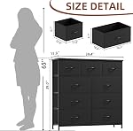 Somdot Dresser pour chambre avec 9 Tiroirs,Chest of Tiroirs avec plateau en bois,Dressing de chambre en tissu avec tiroirs de rangement pour le salon,Fermer,Entryway,Noir