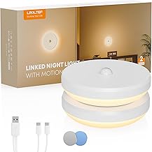 LROLTEF Nachtlicht Lampe für Kinder Baby - Aufladbar Night Light LED Treppenbeleuchtung - 3000K Nachtlampe Schlummerleuchten mit Verbindungsinduktion Bewegungsmelder für Kinderzimmer, Treppe | 2 Stück