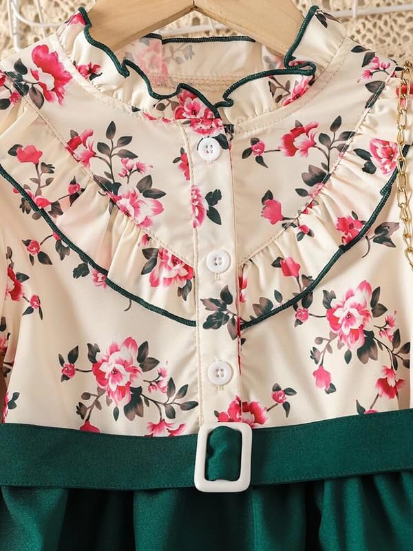 Niren Enterprise Vestido de modal y rayón con estampado digital para niñas