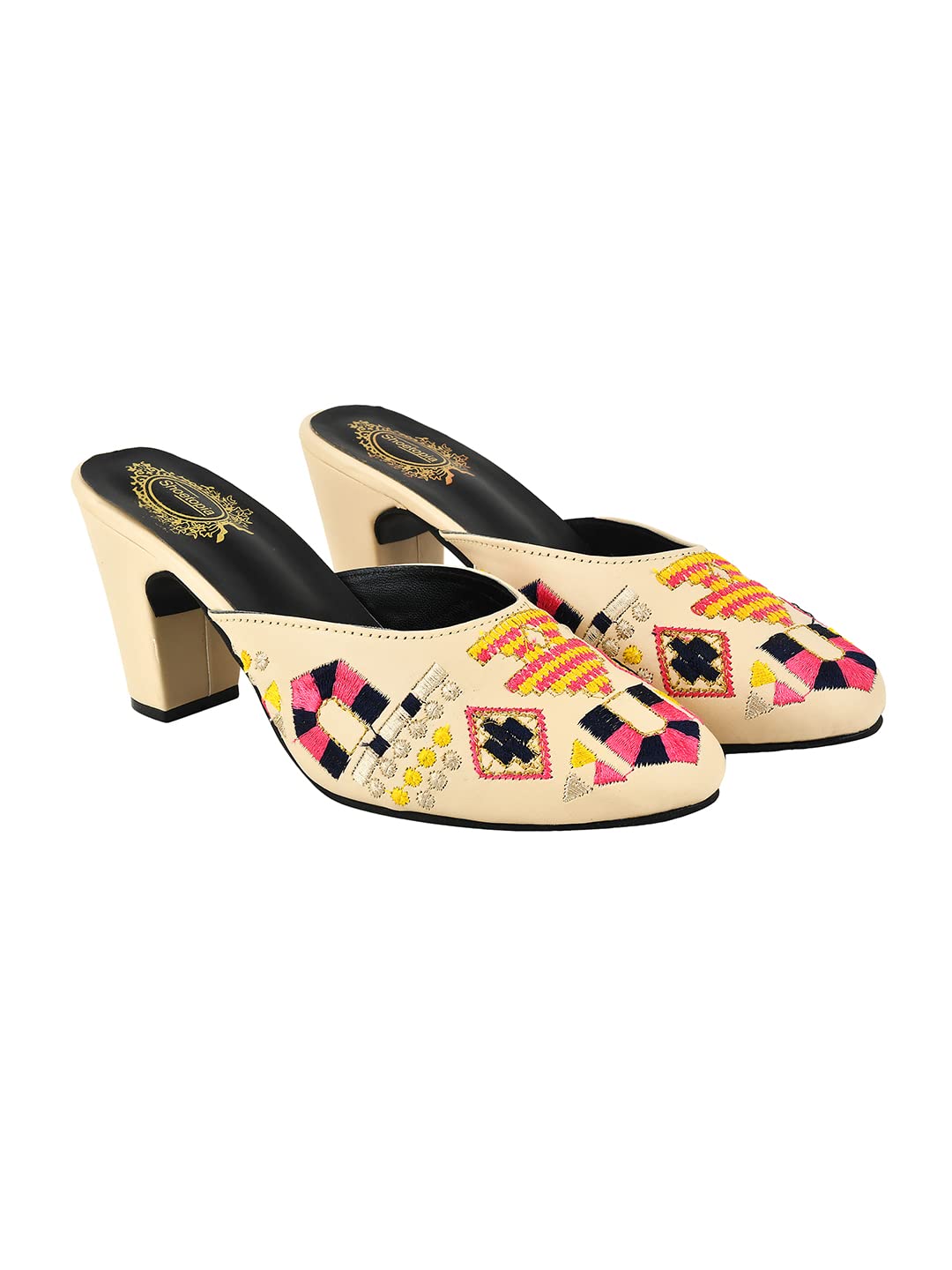Shoetopia Embroidered Cream Heeled Mules for Women & Girls /UK7 (B0BVMKWB2K) Amazon Price History, Amazon Price Tracker