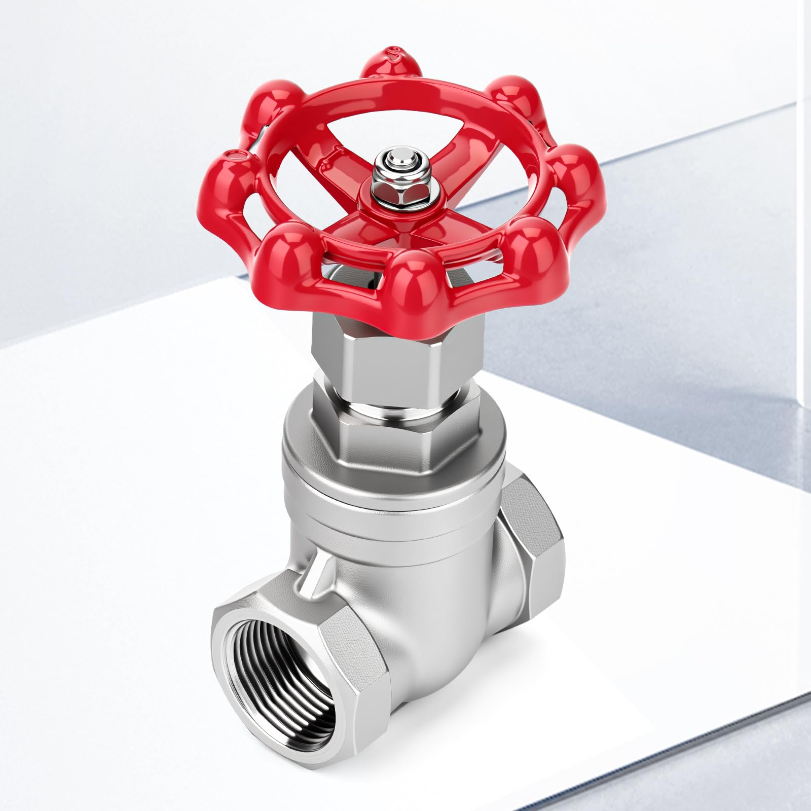 EGAOBOY Vanne à guillotine robuste en acier inoxydable 304, 1/2" BSP femelle x 1/2" BSP femelle, vanne rotative à poignée à roue, 200 WOG, pour l'eau, l'huile, le gaz et la plomberie industrielle