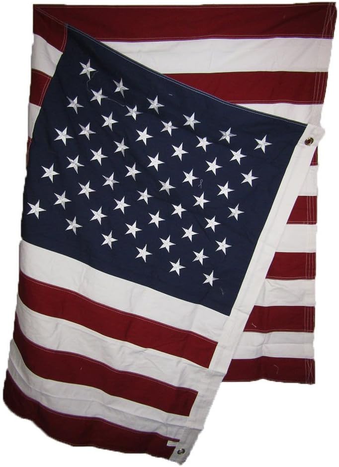 AES 3x5 ft USA American 50 Star 100% Cotton Flag 3'x5' Banner Grommets Embroidered House Banner Double Stitched Fade Resistant Premium Quality