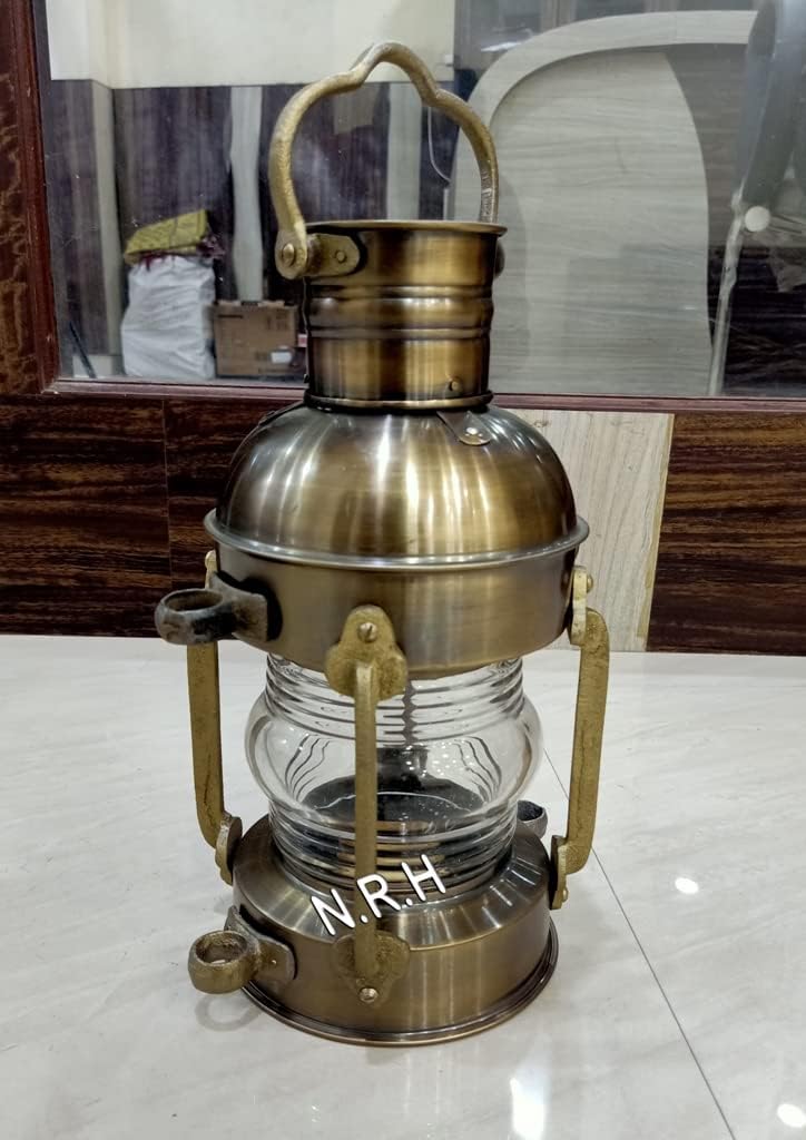 Large Maritime Antique Boat Lantern Vintage White Glass Oil Lamp Maritime Ship Lantern