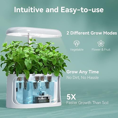 Miniatura 4 de inbloom Kit de sistema de cultivo hidropónico para jardín interior con luz LED y kit de vainas, kit de germinación de plantas para 5 vainas, jardín