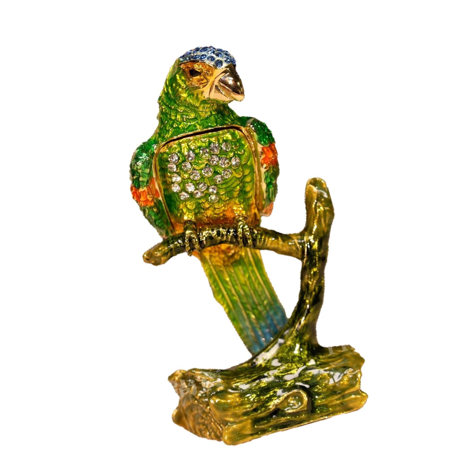 Geavonyg Artistic Handcraft Enameled Jewelry Organizers in Lovely Parrots Designs with Sturdy Metal Construction Metal Coating Jewelry Box