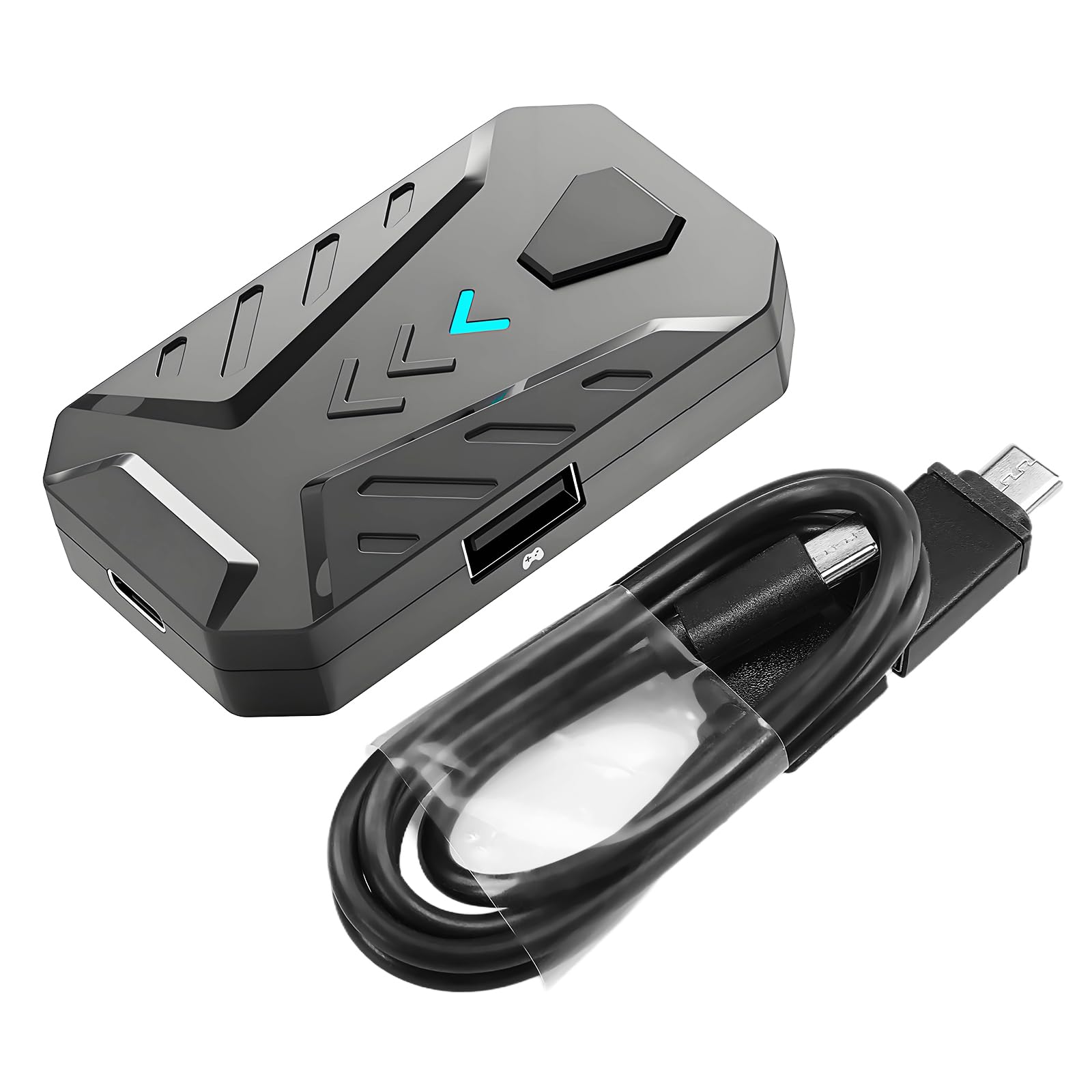 Flylin Adaptateur de clavier de souris, convertisseur de contrôleurs de jeu Plug and Play avec câble de type C, convertisseur de clavier portable et de souris pour PS3/PS4/X360/X-One