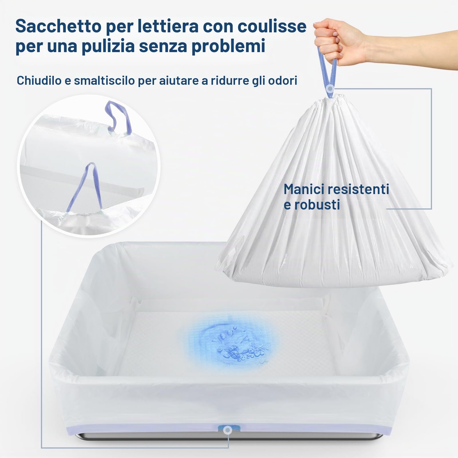 Cassetta XL per lettiera, chiusa, in acciaio inox, da 60,6 x 40,6 x 30,5 cm con coperchio, per lettiere in pellet di pino, lati alti per gatti grandi, anti-perdite, facile da pulire, meno dispersione