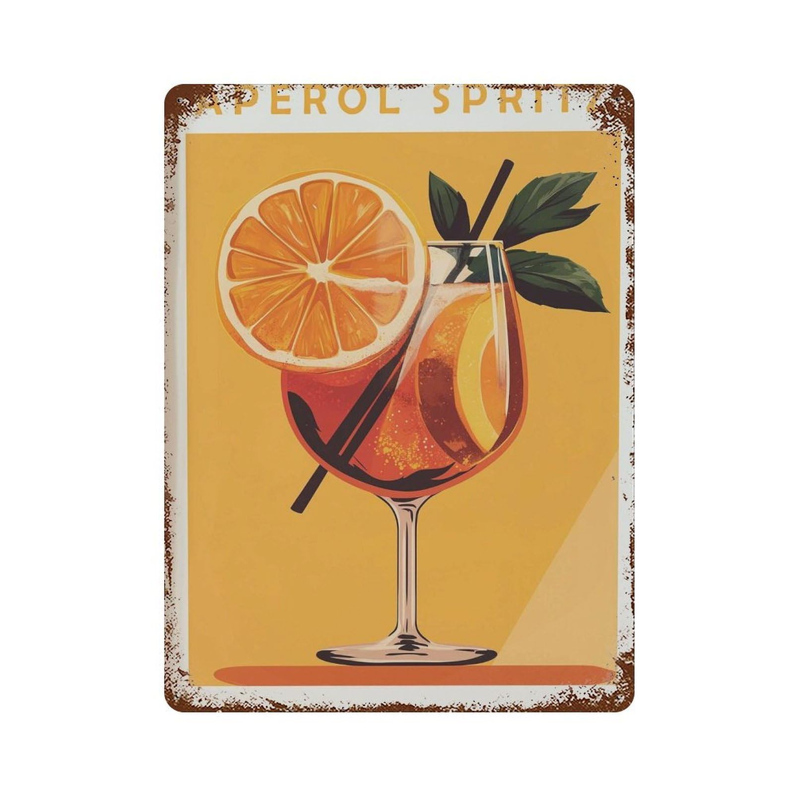 xiaoxiaoshen Aperol Spritz Retro Cocktail Mid Century Modern Bar Orange Drink Kitchen Work Wall Decor Art Metal Tin Poster Modern Home Decor Art Home Bar Shop Decorations Vintage Sign 40x30cm
