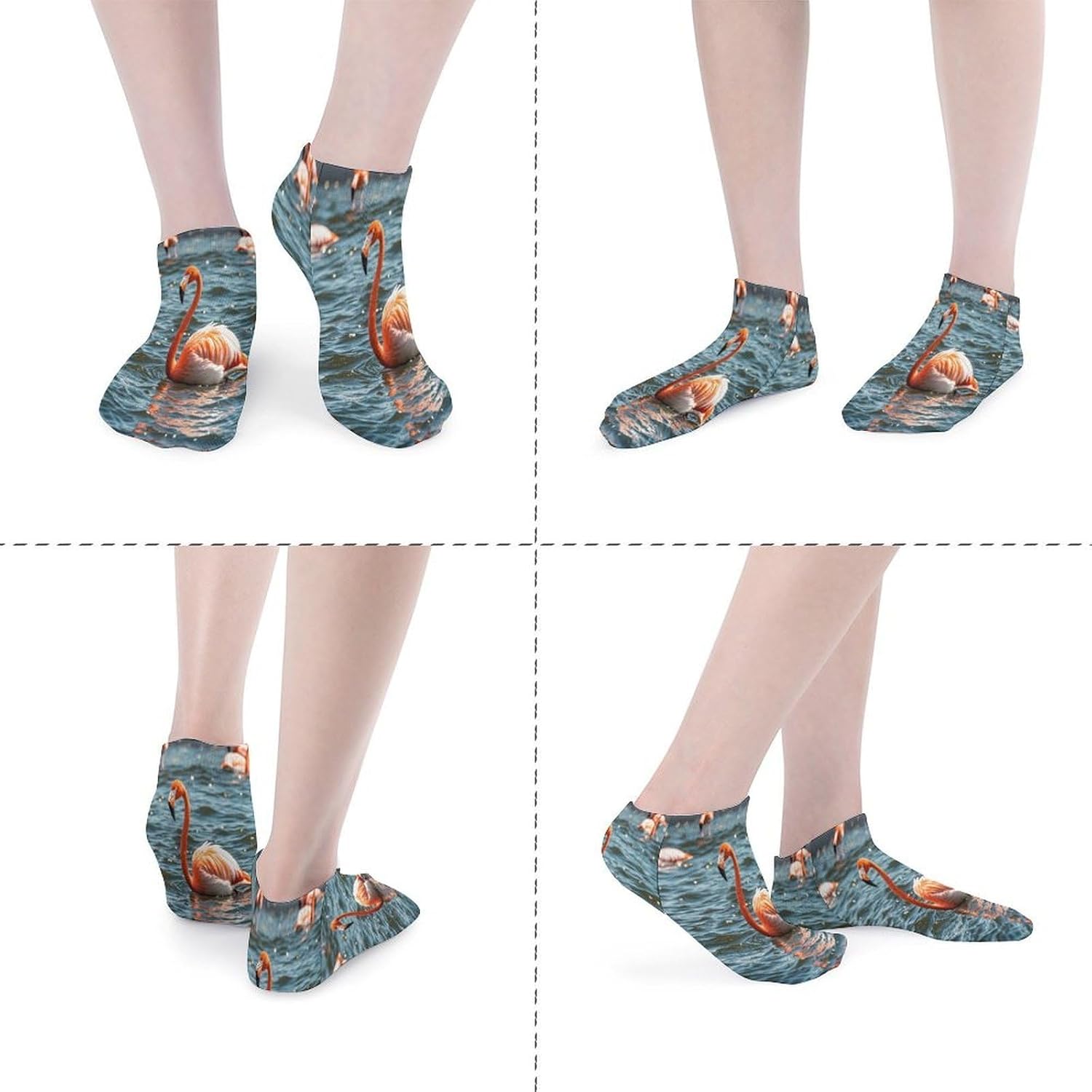 Flamingo Ankle Sock-Low Cut Breathable,Basketball Socks for Men Women,Tube Socks for Work Sports