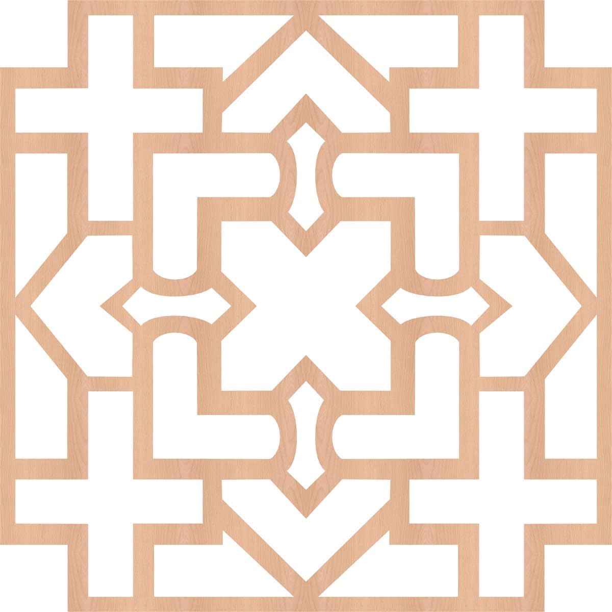 23 3/8"W x 23 3/8"H x 1/4"T Large Wise Decorative Fretwork Wood Wall Panels, Alder