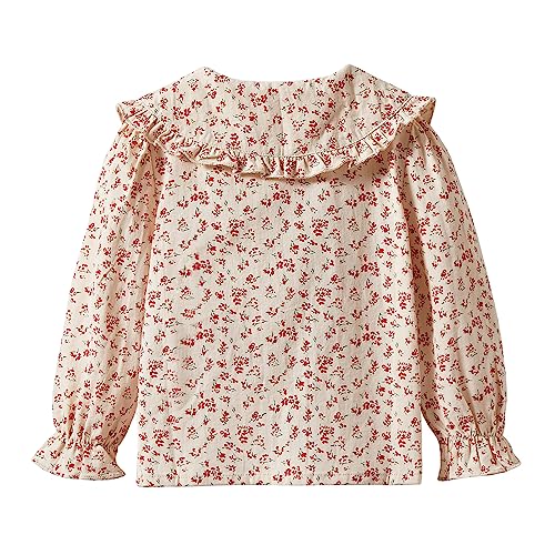 Image of Mud Kingdom Girls Blouse Shirts Spring Fall Long Sleeve Button-Down Top Ruffle Collar