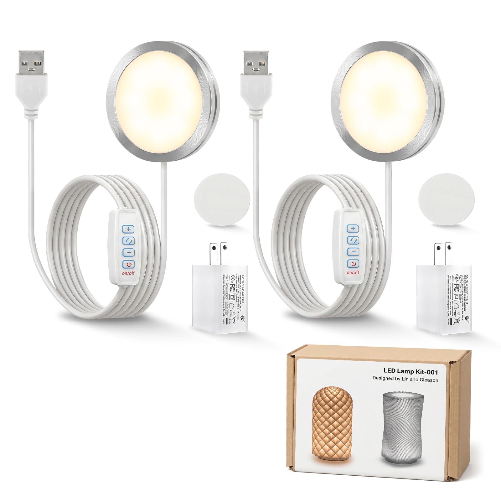 LED Lamp Kit 001 Three Colors with UL 5V1A USB Charger for Bambu Lab Makerworld 3D Printed DIY Hardware Model Spare Parts 5V USB Powered, 3000K Warm Light （2Pcs）-image-42