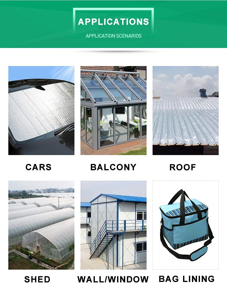 NAKAN Autoadesivo Rotolo Isolante Termico Termosifoni Foglio Isolante Termico Riflettente Telo Termoriflettente Termosifone per Porta Garage(Size:1x20m(3x65ft))