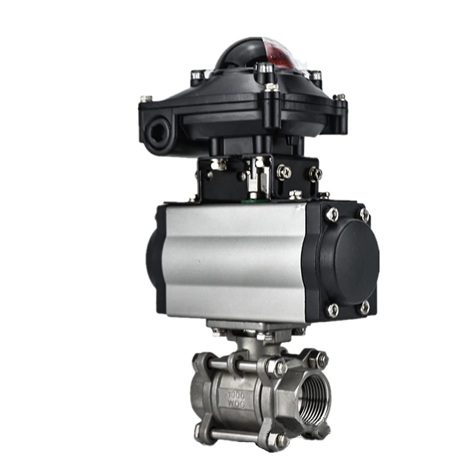 QRUYHBAJU 3/8" Three Piece High Platform Pneumatic Ball Valve Stainless Steel 304 Double Acting Cylinder With Signal Feedback Switch