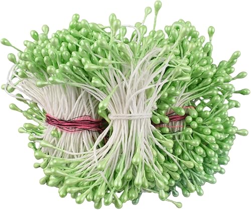 Miniatura 40 de HAHIYO 700 piezas de 0.118 in de perla amarilla de doble cabeza de estambres de flores Pistilo hecho a mano, flores artificiales para flore Amarillo