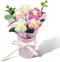 Handmade Pink Crochet Flower Bouquet by suyakota - Realistic Wool Flowers for Valentine's Day, Mother's Day, Birthdays, Weddings & Home Decor