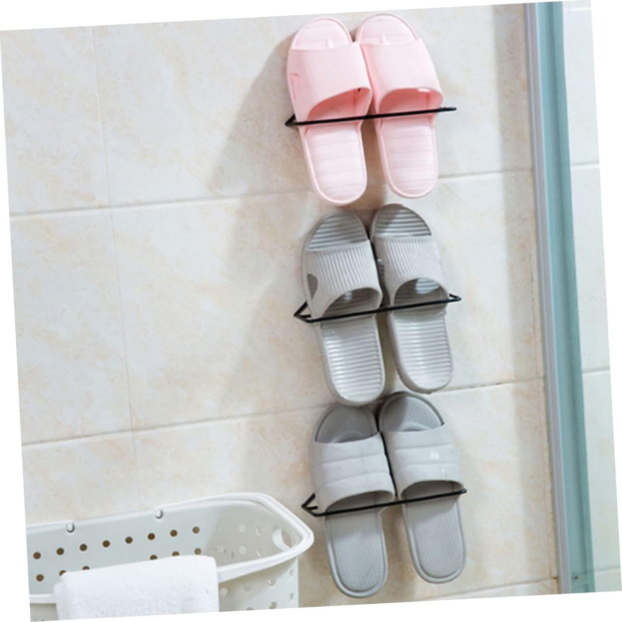 2pcs Wall Mounted Shoes Rack Storage Organizer Iron Triangle