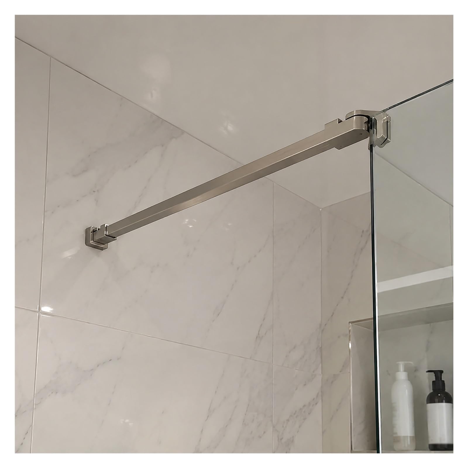 Zjkxjh Silver Frameless Glass Stabilizer Bar Stainless Steel Shower Door Support Bar 40/50/60/70/80/90/100/120/150Cm, Fixed Glass Panel Stabilizer For Frameless Bathroom Showers(,50Cm/19.7In)