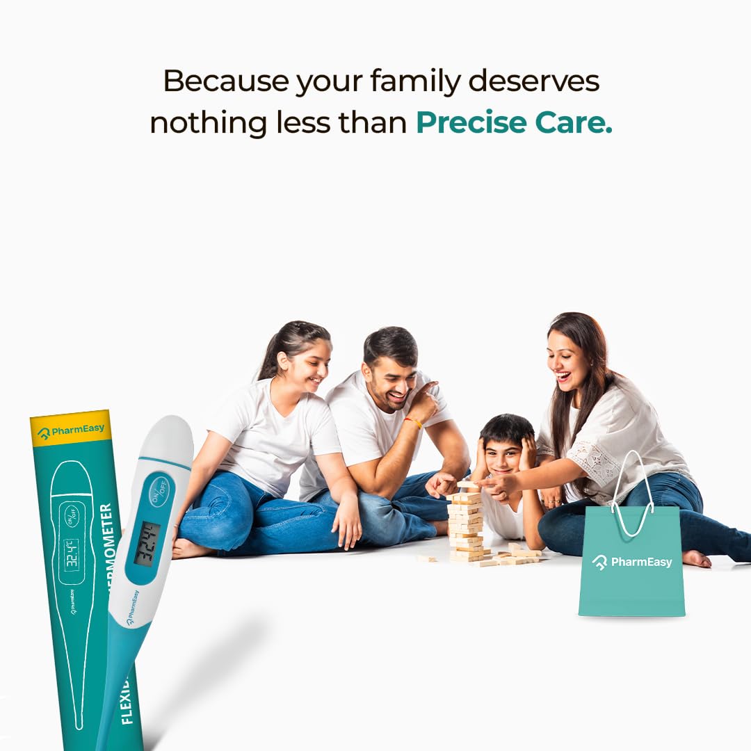PharmEasy Digital Flexible Tip Thermometer for Fever, Fast & Accurate Temperature Reading in Celsius | Waterproof, Oral & Underarm Use for both Kids & Adults | Ideal for Home Use, Easy-to-Read Screen - Image 6 thumbnail