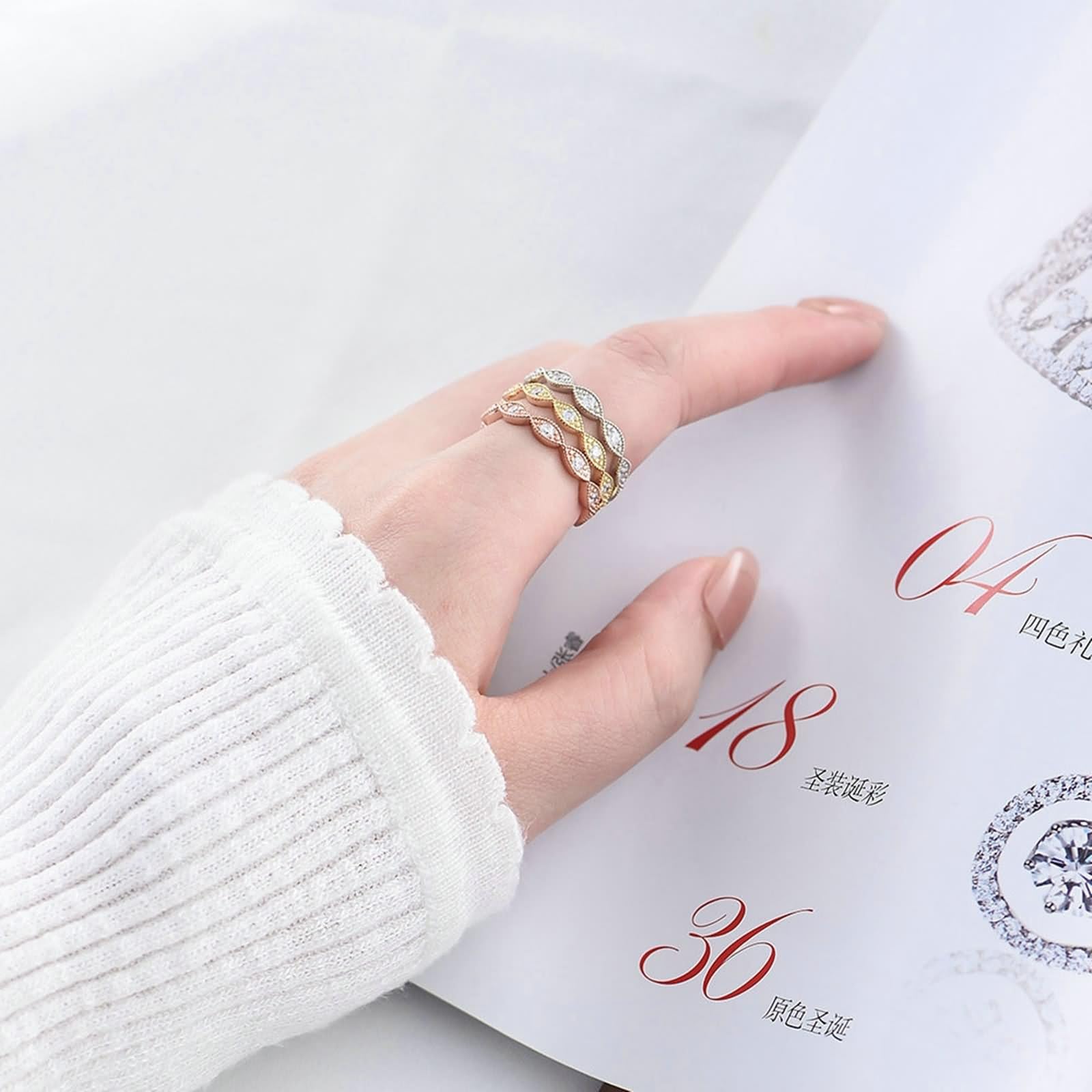 Anillo para mujer, anillo para mujer, dedo índice, infinito, con diamante, oro blanco de 9 quilates, talla 56 (17,8)