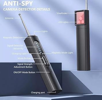 Coverzone Gizli Kamera ve Dinleme Cihazı Dedektörü 2025 Teknolojisi | Anti Spy Kamera Bulucu | GPS Takip ve Kablosuz Sinyal Algılama | Titreşimli Sessiz Uyarı | Taşınabilir | X13